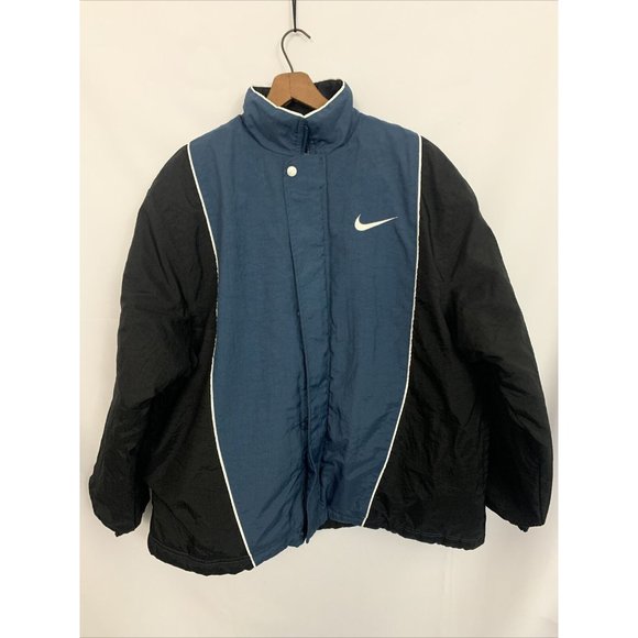 Nike Other - Nike vtg puffer men’s xl track varsity full zip jacket windbreaker black blue